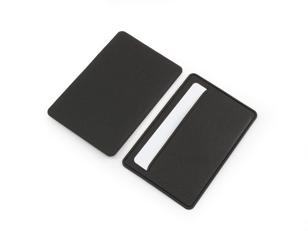 Black Credit Card Case in BioD a Biodegradable leather look material. 