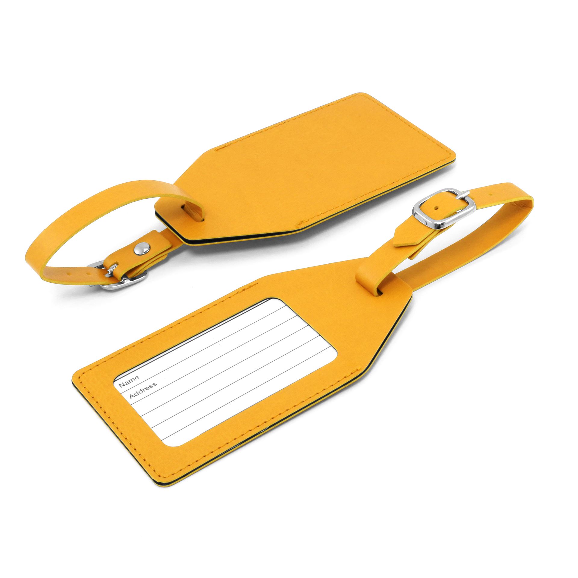 Angled Luggage Tag in Belluno, a vegan coloured leatherette with a subtle grain.