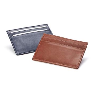 Picture of  Accent Sandringham Nappa Leather Deluxe Slim Card Case, with accent stitching in a  choice of black, navy or brown.