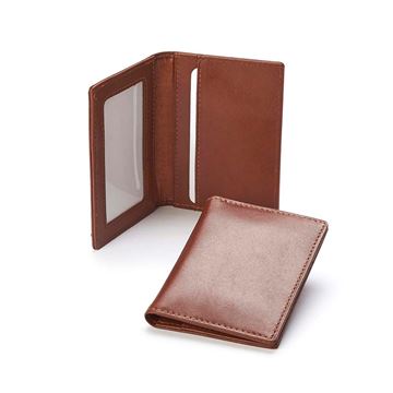 Picture of  Accent Sandringham Nappa Leather Luxury Leather Card Case with Window Pocket, with accent stitching in a  choice of black, navy or brown.