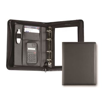 Picture of A5 Deluxe Zipped Ring Binder with Calculator in Soft Touch Vegan Torino PU.