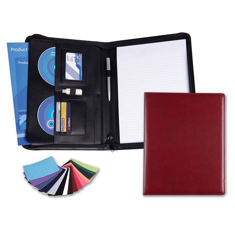 Picture of A4 Deluxe Zipped Conference Folder in Belluno, a vegan coloured leatherette with a subtle grain.