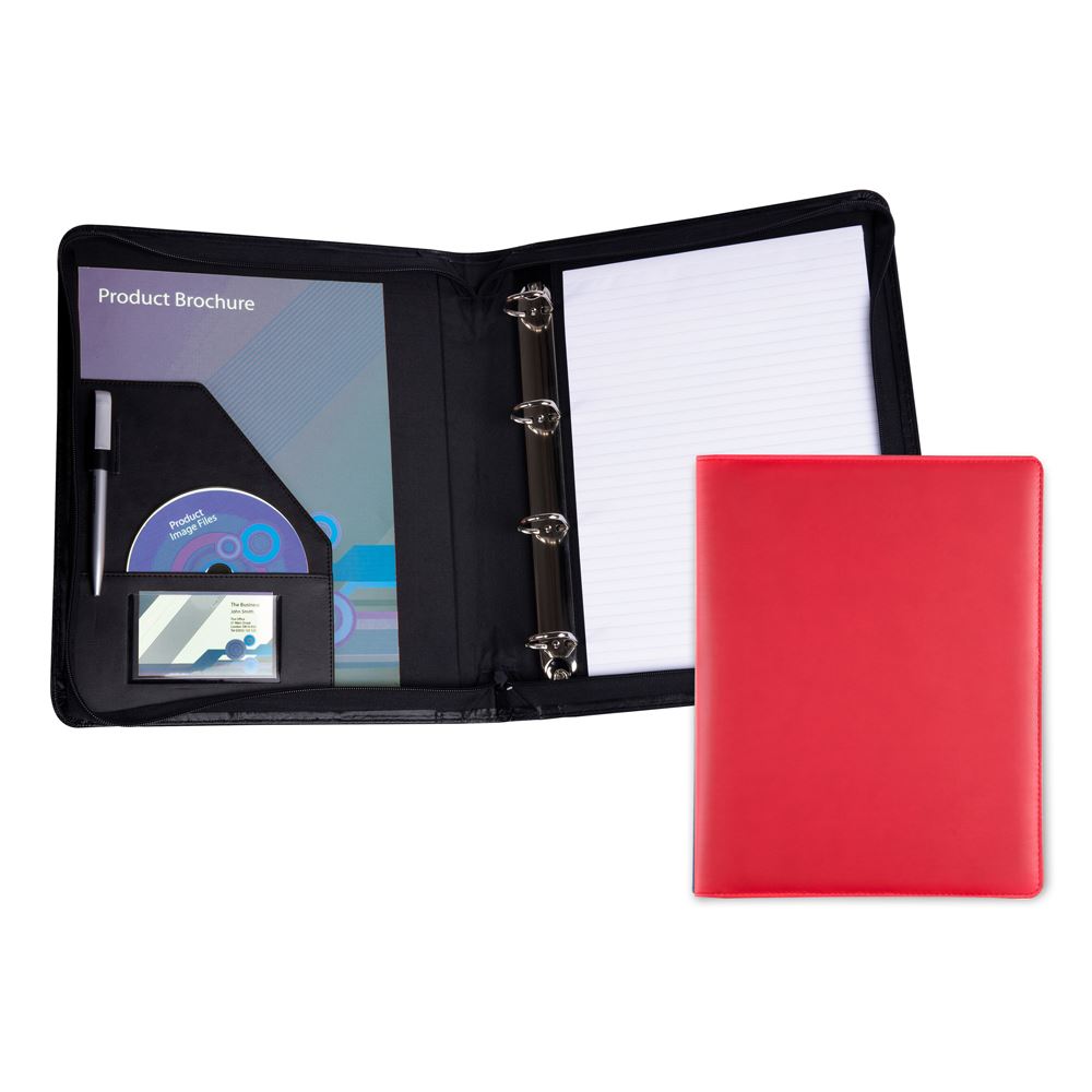 Zipped A4 Ring Binder in Soft Touch Vegan Torino PU. Juniper