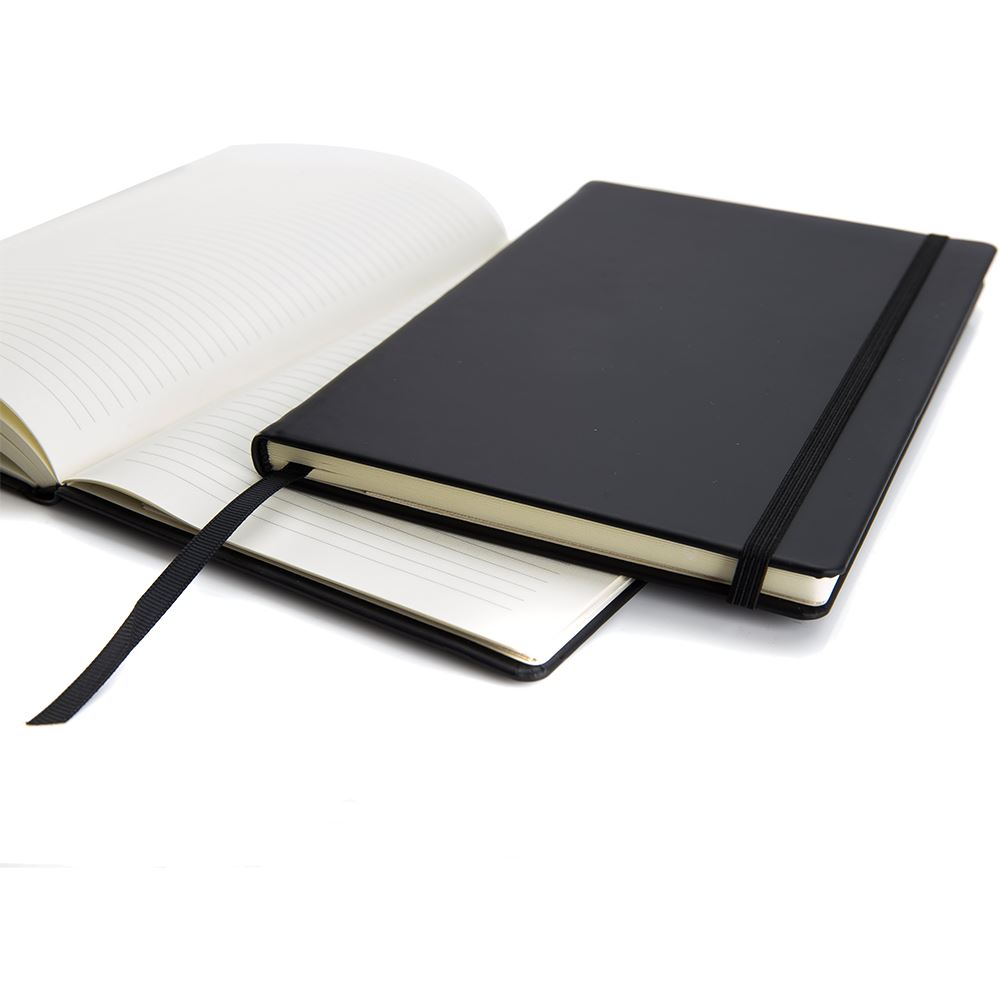 Black Torino A5 Casebound Notebook with an Elastic Strap