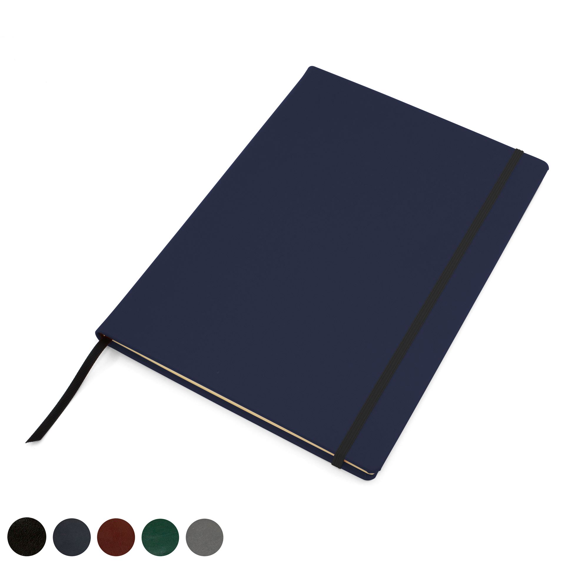 Hampton Leather A4 Casebound Notebook with Elastic Strap, made in the UK in a choice of 6 colours.