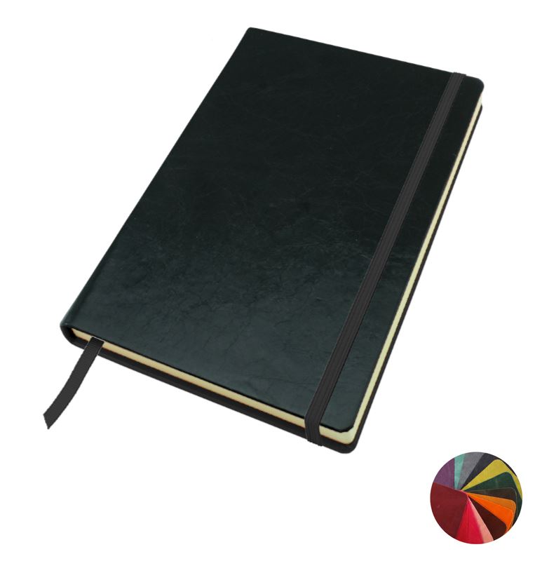 Coloured Kensington Distressed Leather A5 Casebound Notebook with Elastic Strap