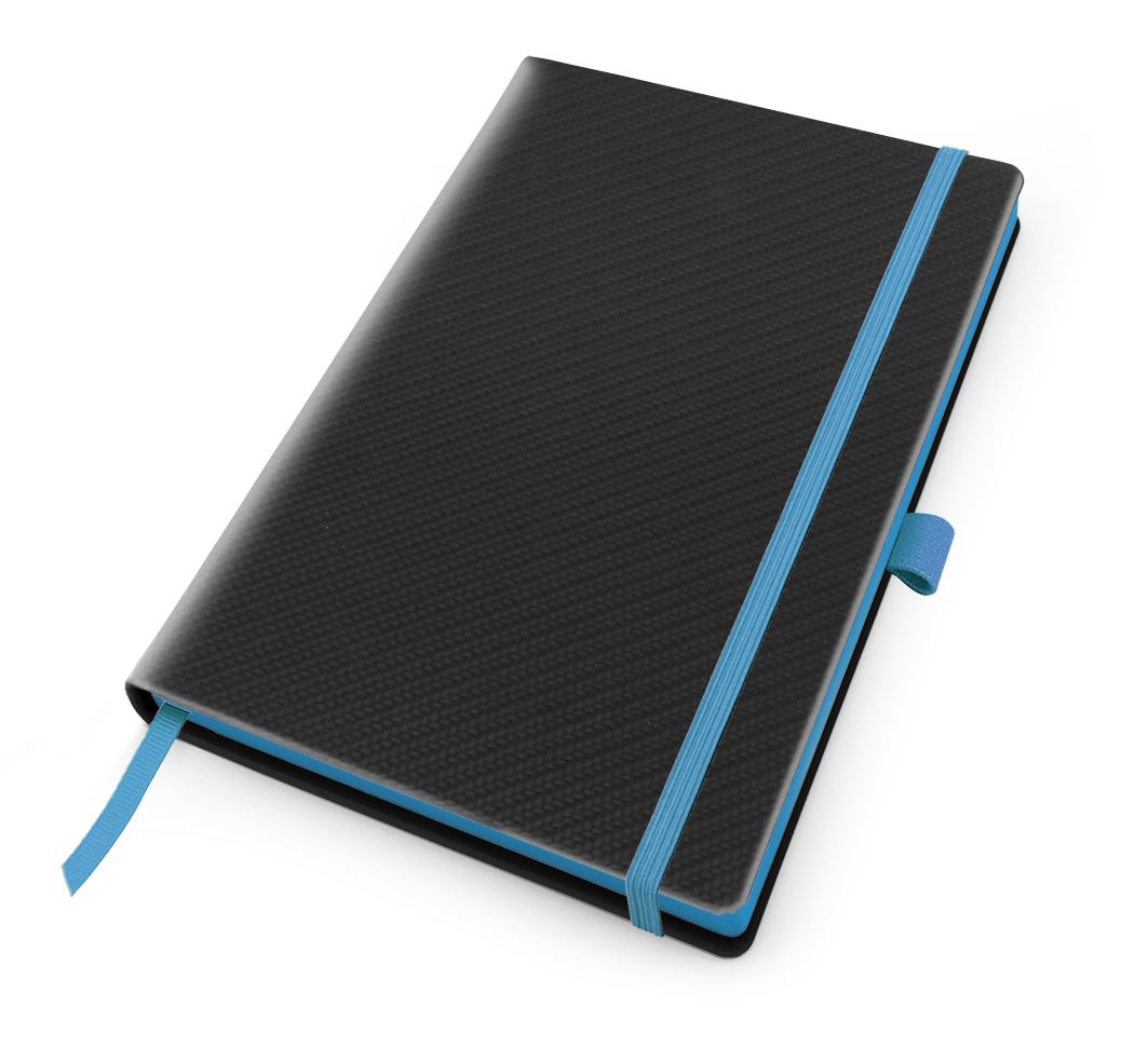 Carbon Fibre Textured A5 Casebound Notebook with Elastic Strap & Pen Loop