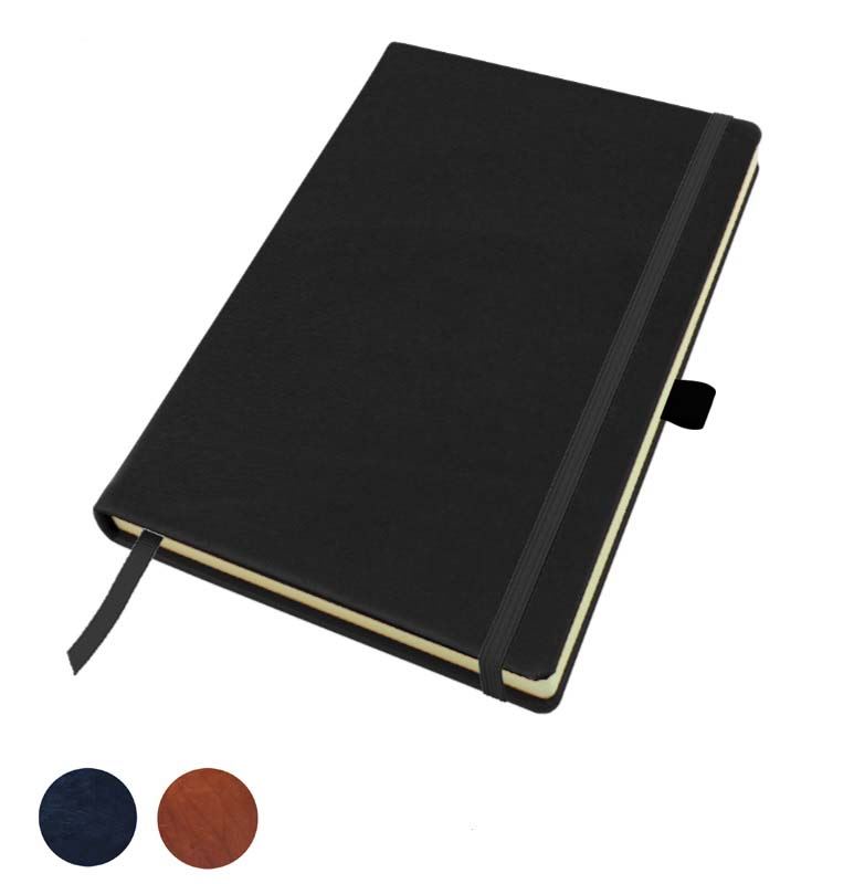 Sandringham Nappa Leather Colours, A5 Casebound Notebook with Elastic Strap & Pen Loop