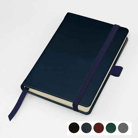 Picture of Hampton Leather Pocket Casebound Notebook with Elastic Strap & Pen Loop, made in the UK in a choice of 6 colours.