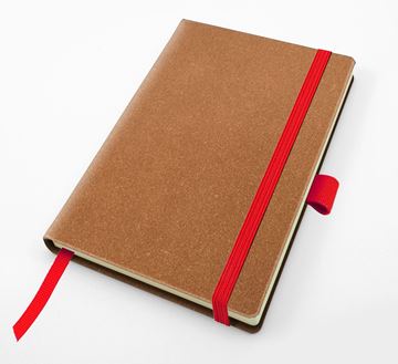 Picture of Palma Natural Recycled Leather  Pocket Casebound Notebook with Elastic Strap & Pen Loop in a choice of 5 colours