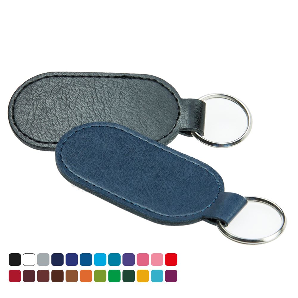 Economy Oval Key Fob, in Belluno, a vegan coloured leatherette with a subtle grain.