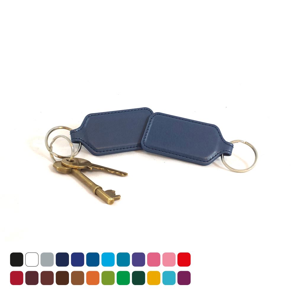 Rectangular Key Fob, in Belluno, a vegan coloured leatherette with a subtle grain.