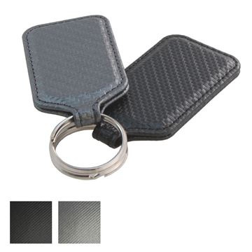 Picture of Black Carbon Fibre Textured PU Rectangular Key Fob.