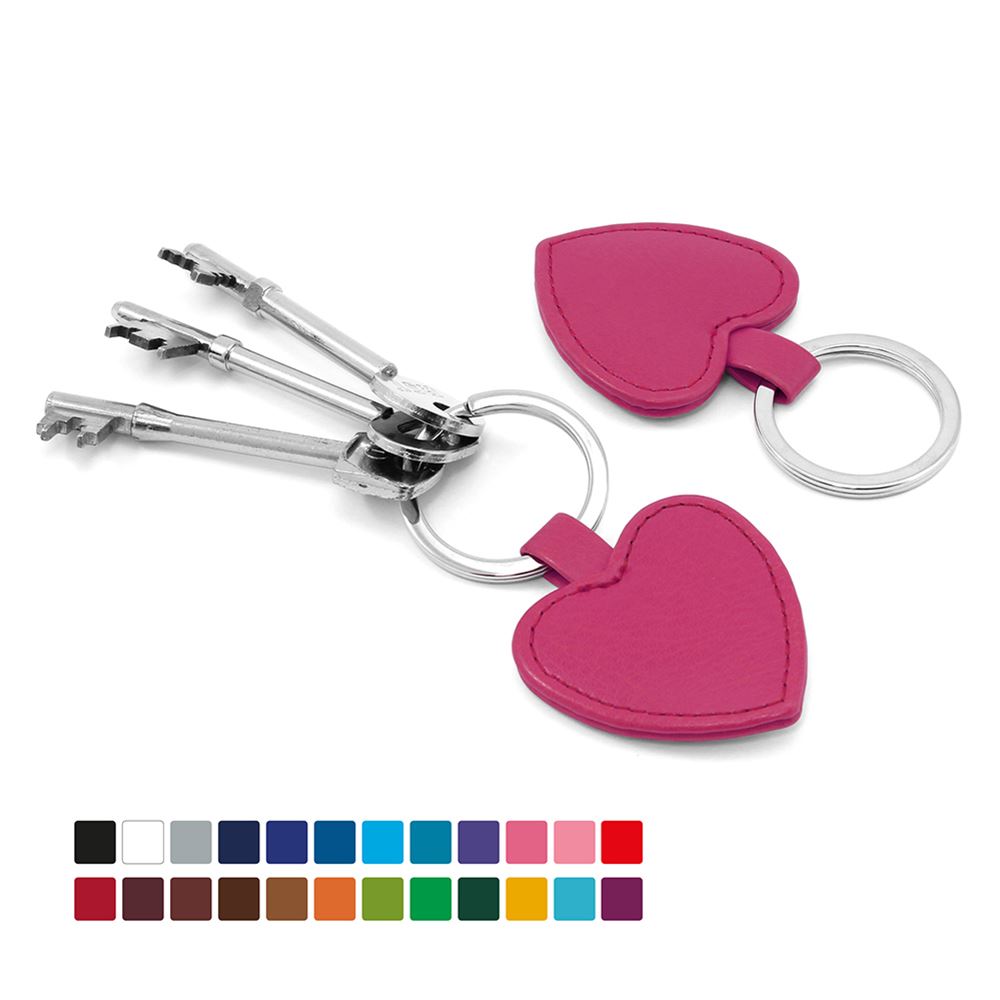 Heart Shaped key Fob in Belluno, a vegan coloured leatherette with a subtle grain.