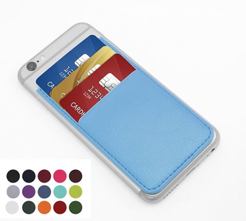 Picture of Card Case for a Smart Phone with Three Card Slots in Belluno, a vegan coloured leatherette with a subtle grain.