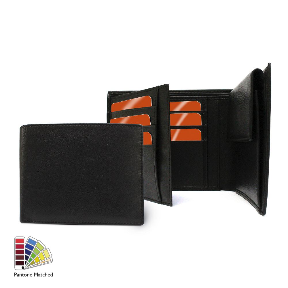Sandringham Nappa Leather Three Way Wallet, with Coin Pocket made to order in any Pantone Colour