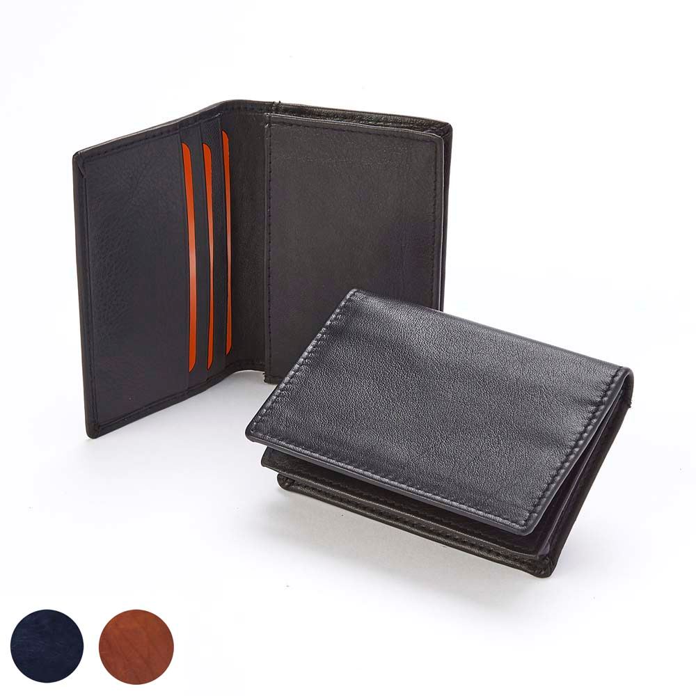  Accent Sandringham Nappa Leather Business Card Holder, with accent stitching in a  choice of black, navy or brown.