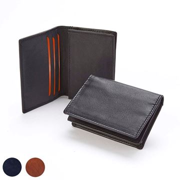Picture of  Accent Sandringham Nappa Leather Business Card Holder, with accent stitching in a  choice of black, navy or brown.