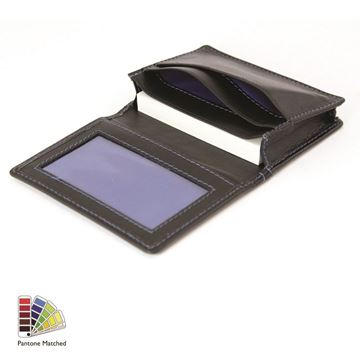 Picture of Sandringham Nappa Leather Business Card Holder with Travel or Oyster Card Window made to order in any Pantone Colour