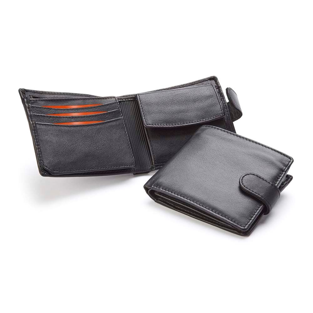 Sandringham Nappa Leather Billfold Wallet with a Strap and Coin Compartment
