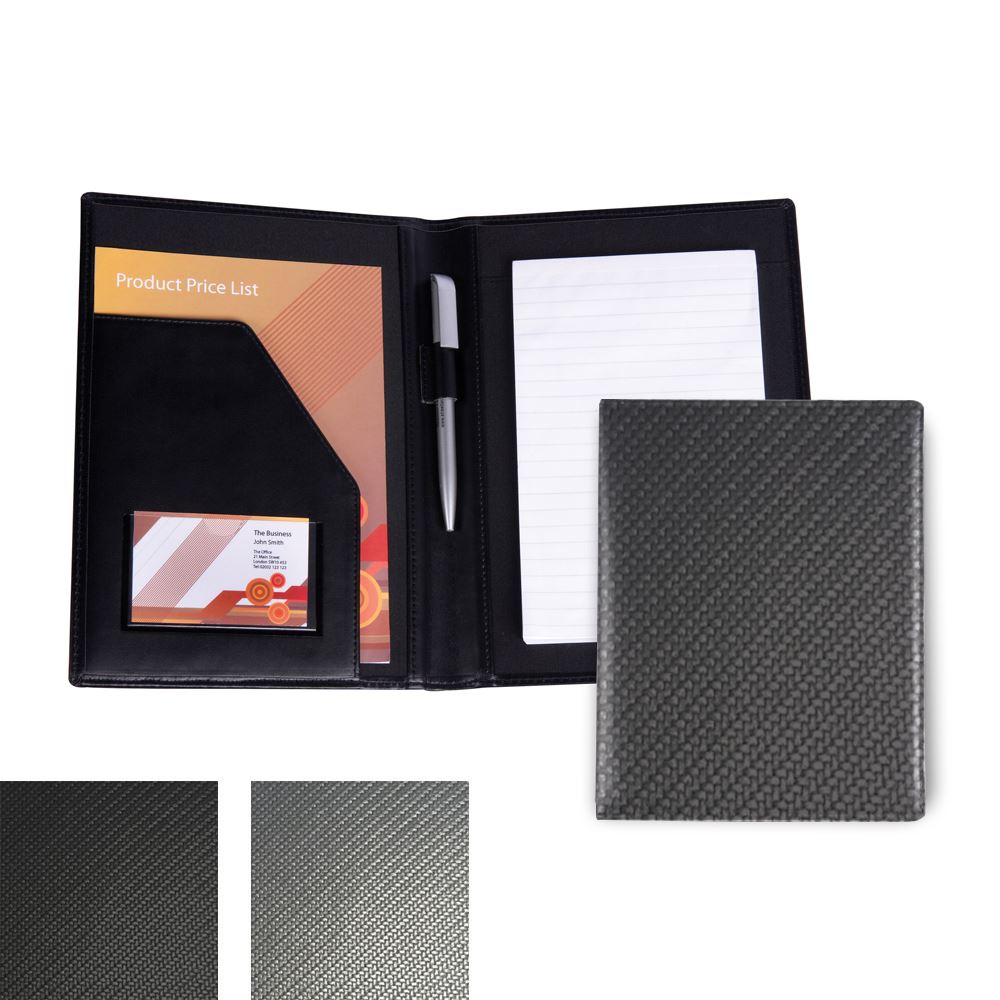 Carbon Fibre Textured PU A5 Conference Folder.