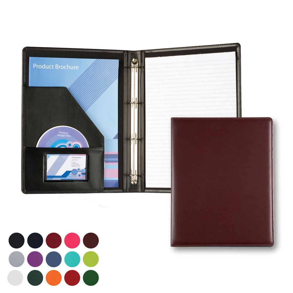 A4 Slim Ring Binder in Belluno, a vegan coloured leatherette with a subtle grain.