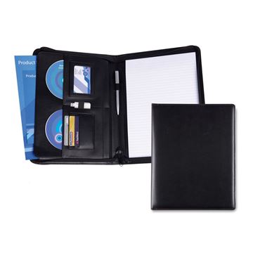 Picture of Black Belluno PU A4 Deluxe Zipped Conference Folder
