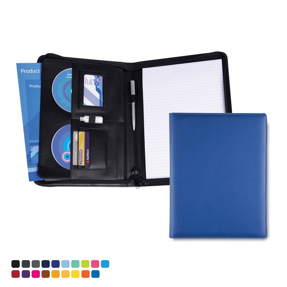 A4 Deluxe Zipped Conference Folder in Soft Touch Vegan Torino PU. 