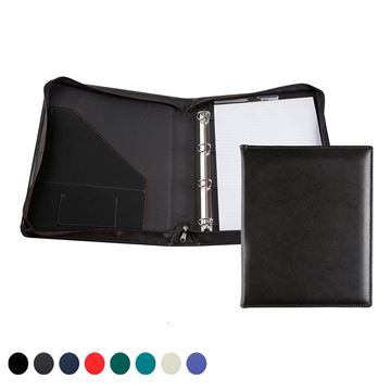 Picture of A4 Ring Zipped Binder with co ordinating Leather Interior Pockets Recycled Environmentally friendly Eleather in a choice of 8 colours.