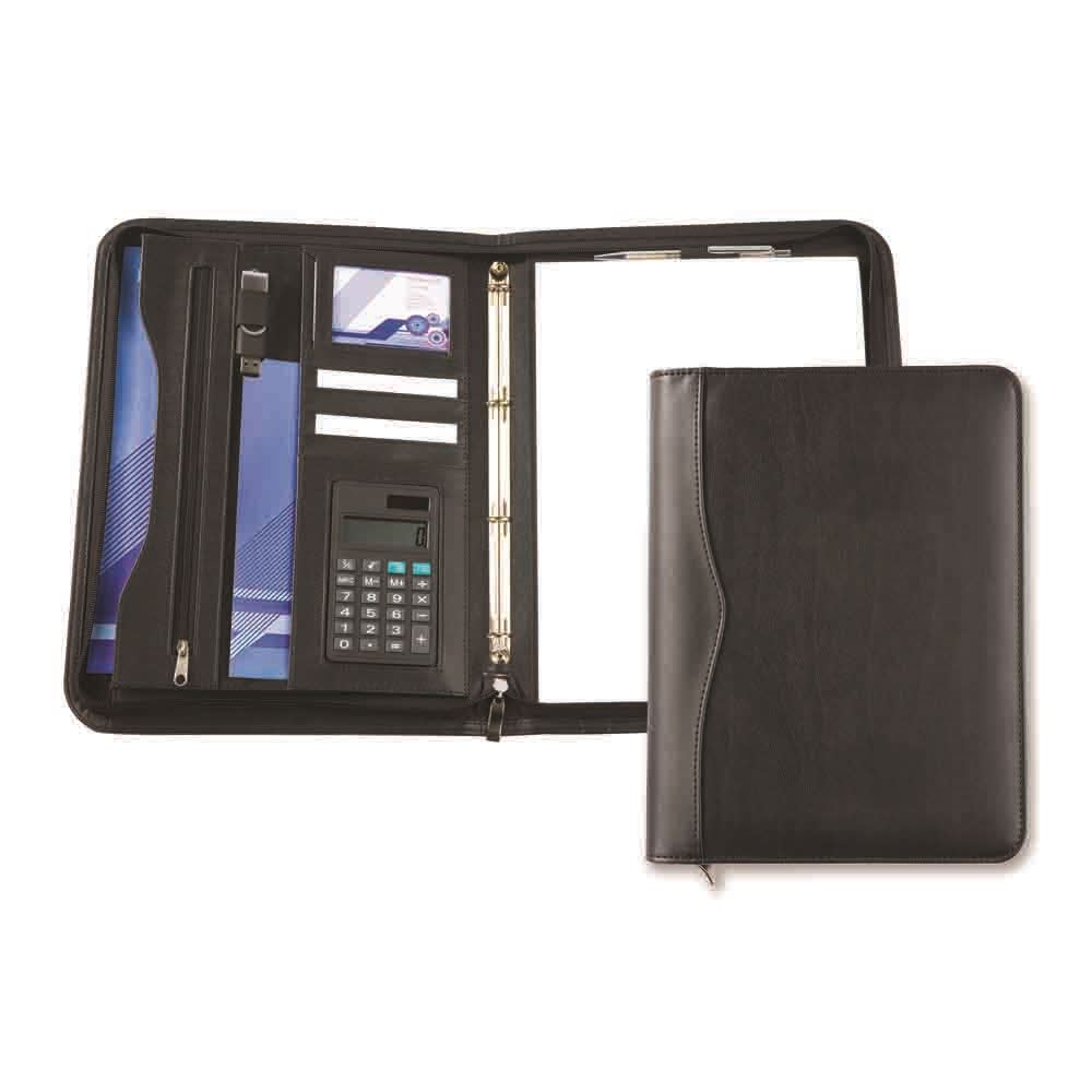 Black Houghton A4 Deluxe Zipped Ring Binder With Calculator
