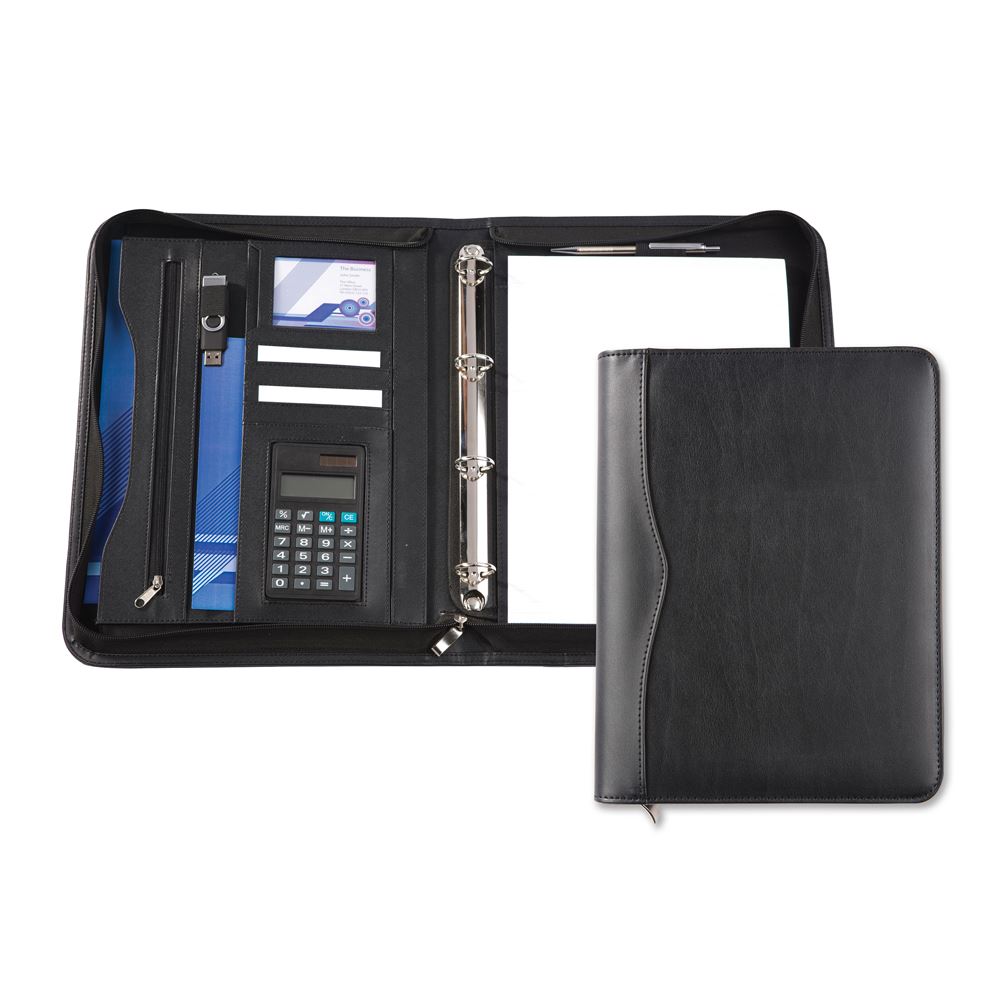 Black Houghton A4 Deluxe Zipped Ring Binder And Calculator Juniper