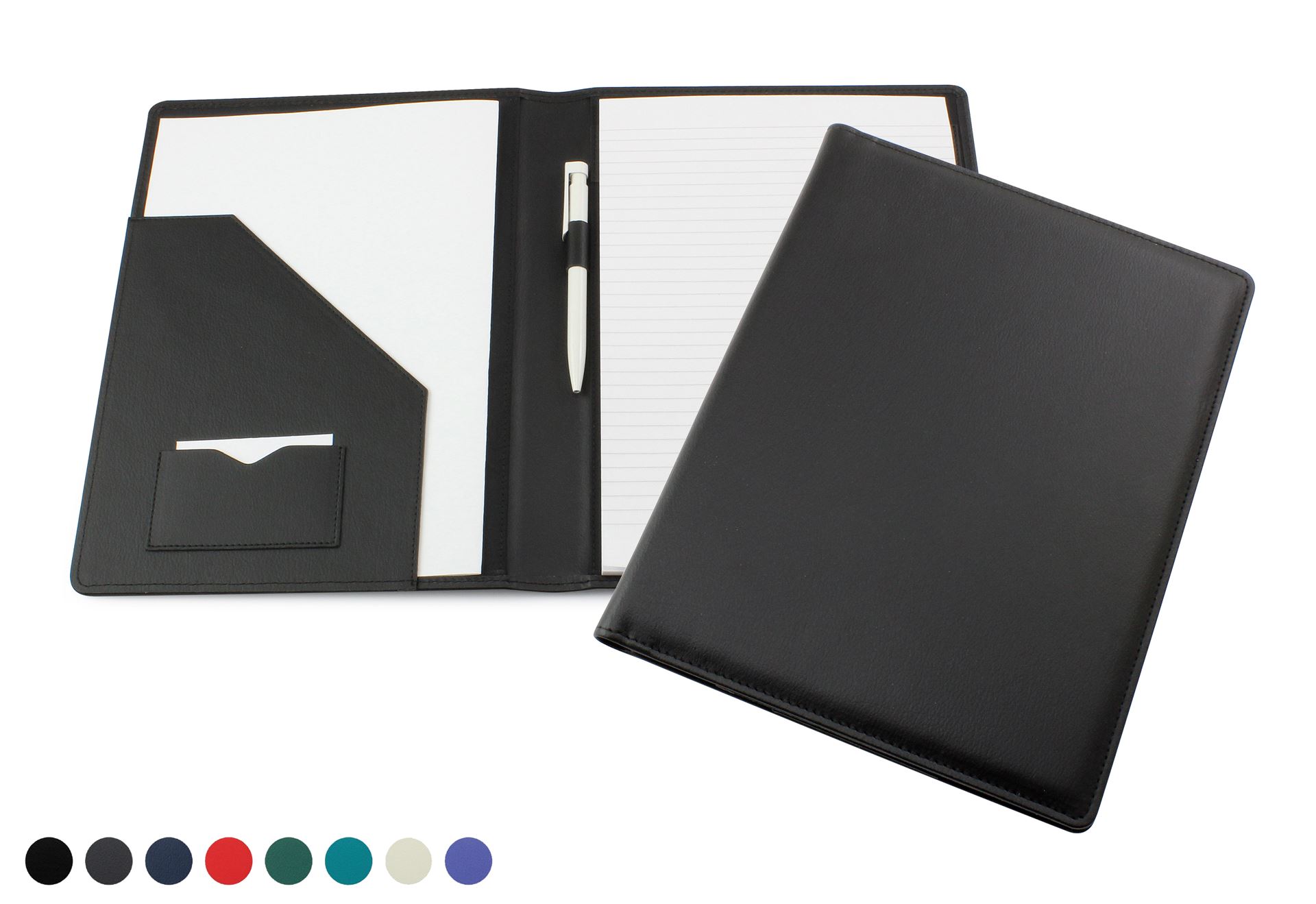 Deluxe A4 Conference Folder Recycled Environmentally friendly Eleather, in a choice of 8 colours.