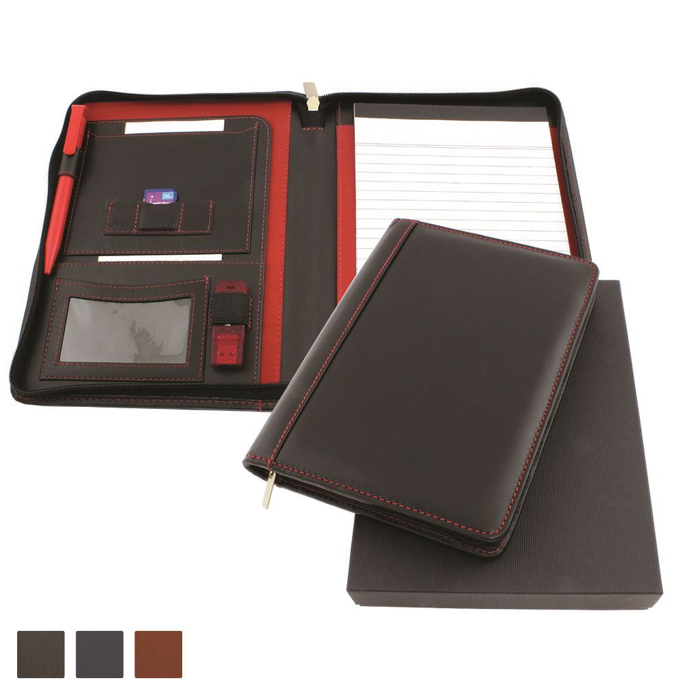  Accent Sandringham Nappa Leather Zipped A5 Conference Folder