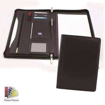 Picture of Pantone Matched Sandringham Leather Deluxe Zipped A4 Conference Pad Holder