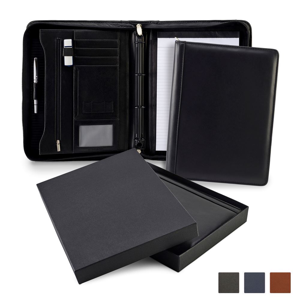 Accent Sandringham Nappa Leather Colours Deluxe A4 Zipped Ring Binder