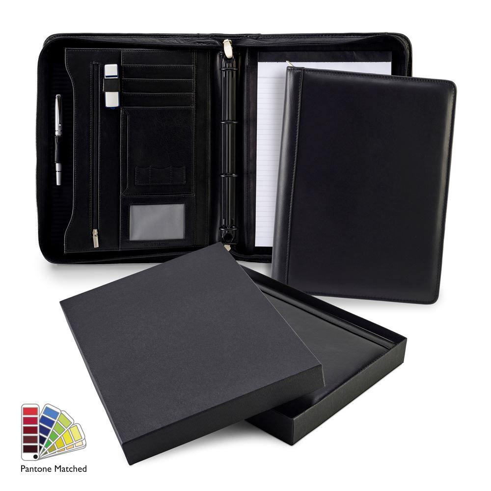 Pantone Matched Sandringham Leather Deluxe A4 Zipped Ring Binder