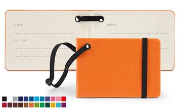 Picture of Notebook Style Luggage Tag, in Belluno, a vegan coloured leatherette with a subtle grain.