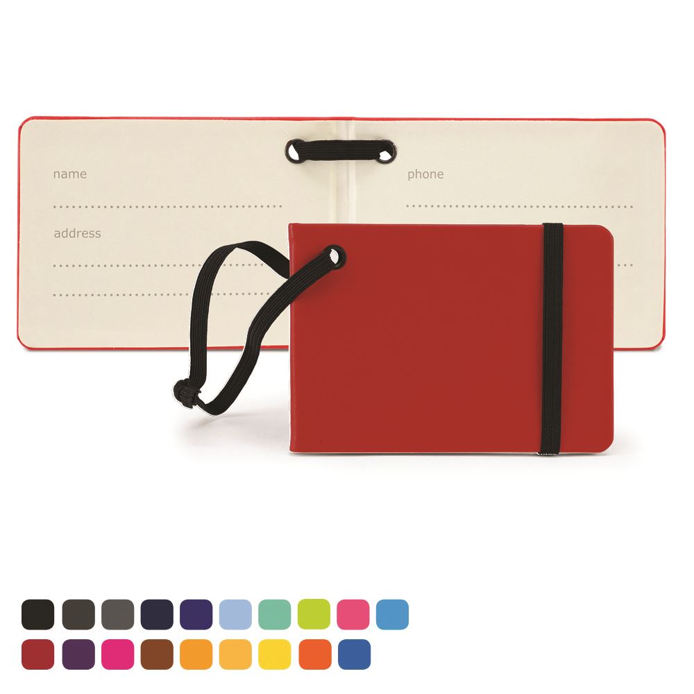 Notebook Style Luggage Tag in Soft Touch Vegan Torino PU. 