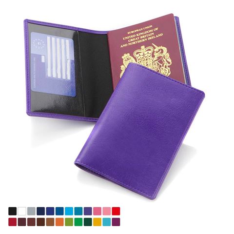 Picture of Passport Wallet in Belluno, a vegan coloured leatherette with a subtle grain.