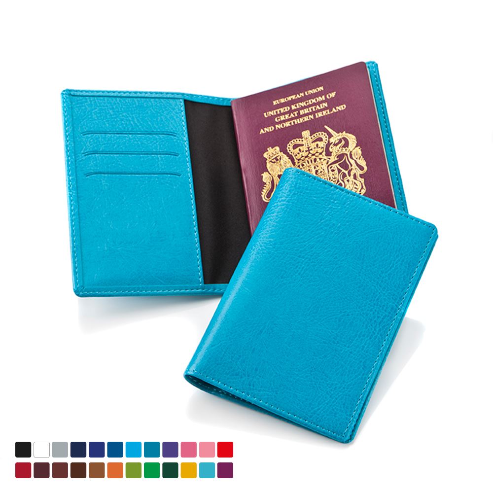 Passport Wallet in Belluno, a vegan coloured leatherette with a subtle grain.