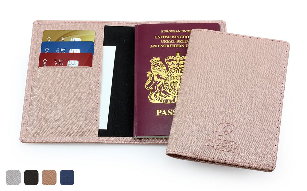 Deluxe Passport Wallet in a choice of 4 colours in textured vegan Saffiano.