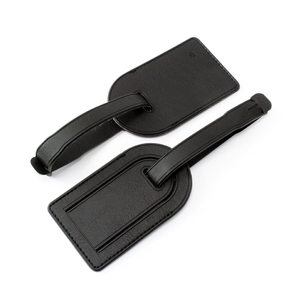 Black Biodegradable Small Luggage Tag in BioD a Biodegradable leather look material. 