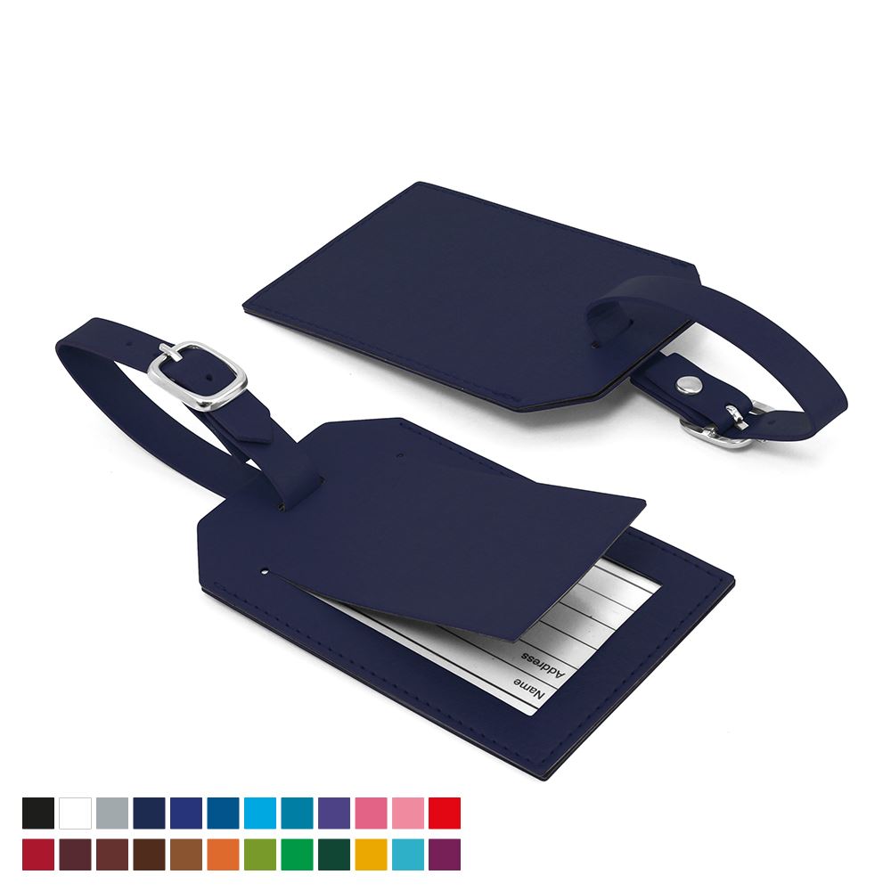 Rectangle Luggage Tag with Security Flap, in Belluno, a vegan coloured leatherette with a subtle grain.