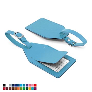 Picture of Angled Luggage Tag with security flap in Belluno, a vegan coloured leatherette with a subtle grain.