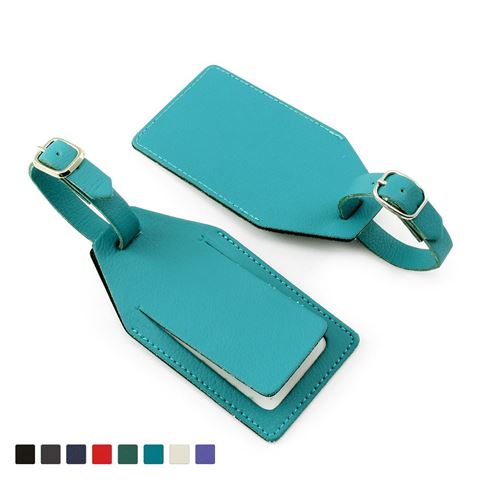 Picture of Recycled ELeather Angled Luggage Tag with security flap