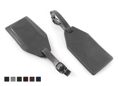 Picture of Universal Leather Angled Luggage Tag with security flap, made in the UK in a choice of 5 colours.
