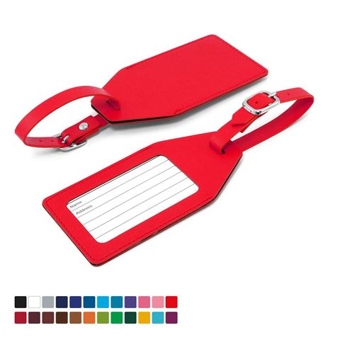 Picture of Angled Luggage Tag in Belluno, a vegan coloured leatherette with a subtle grain.