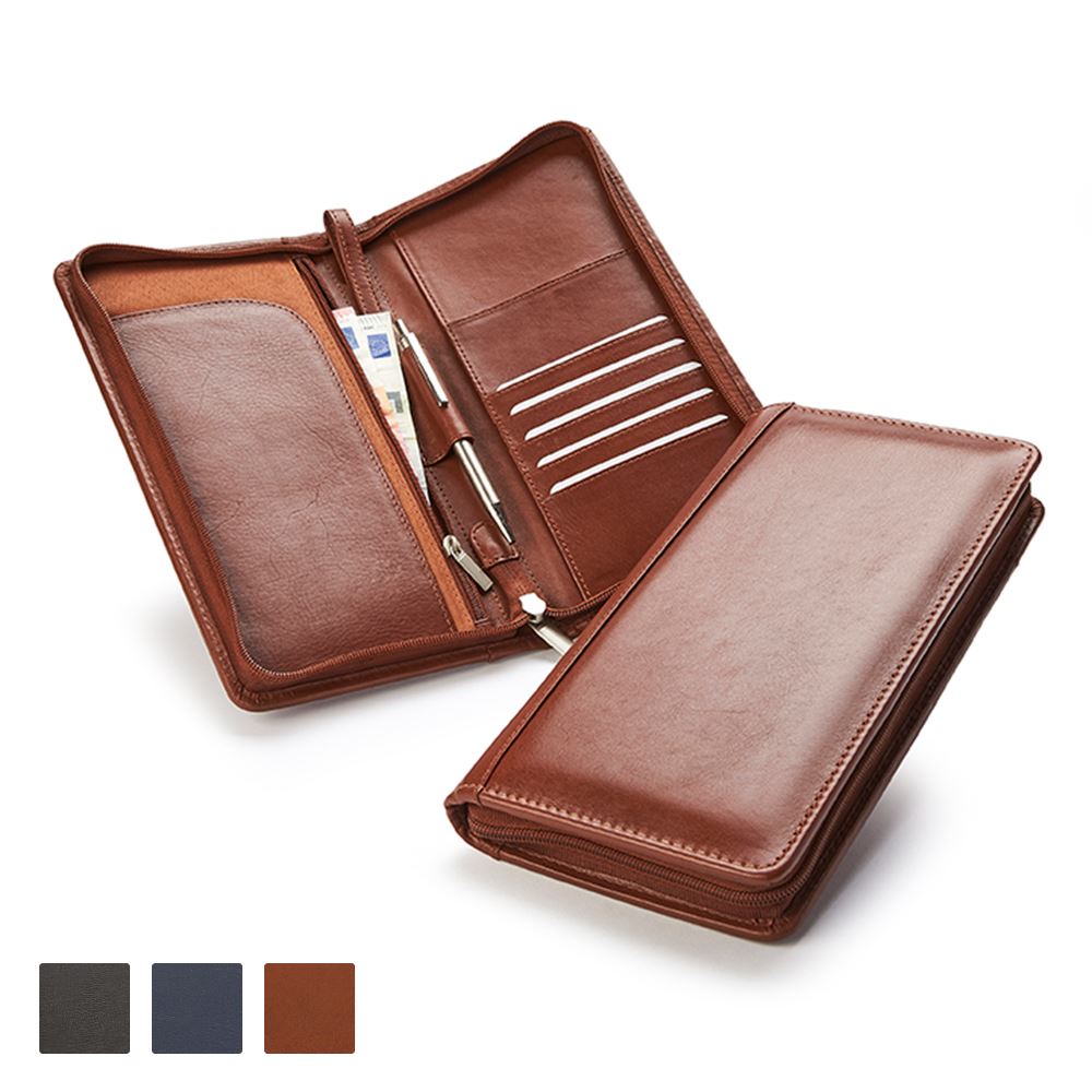 Accent Sandringham Nappa Leather Colours, Zipped Travel Wallet