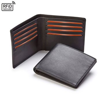 Picture of  Accent Sandringham Nappa Leather Luxury Leather Wallet with RFID Protection, with accent stitching in a  choice of black, navy or brown.