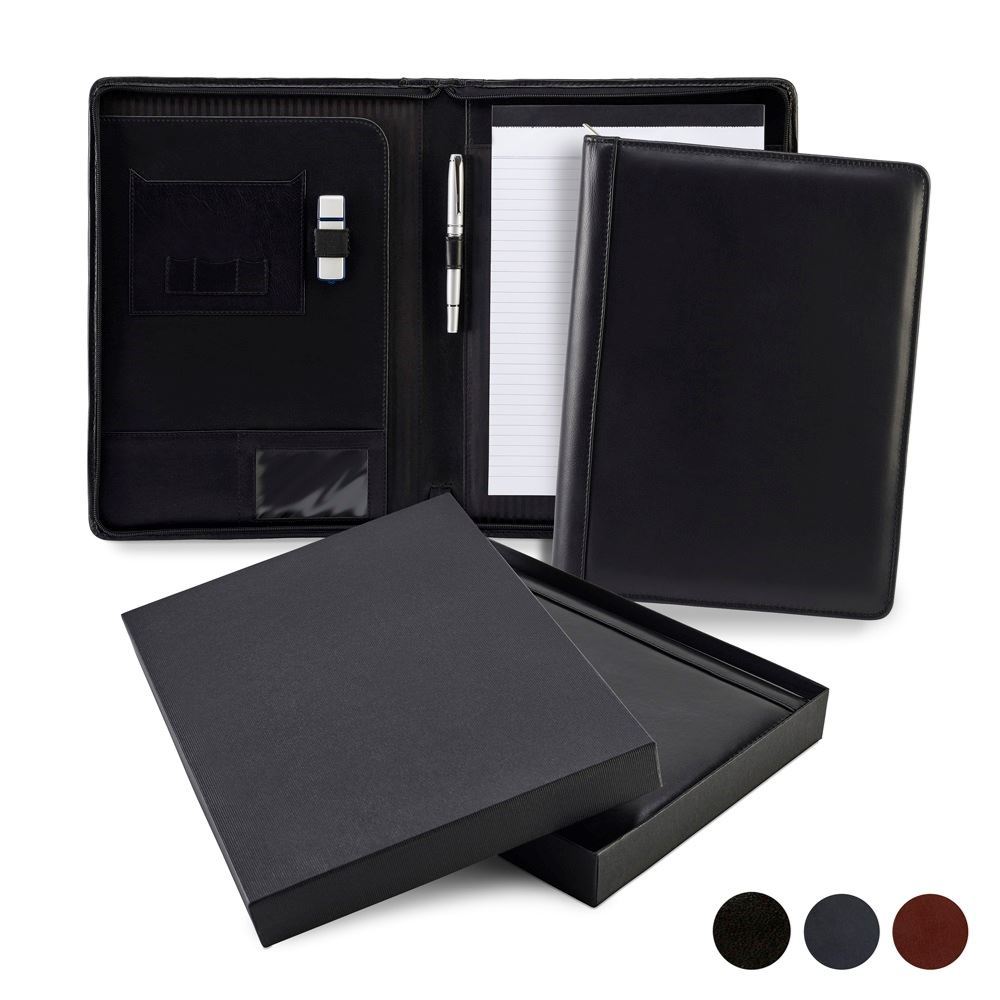 Accent Sandringham Nappa Leather Colours Zipped A4 Conference Pad Holder